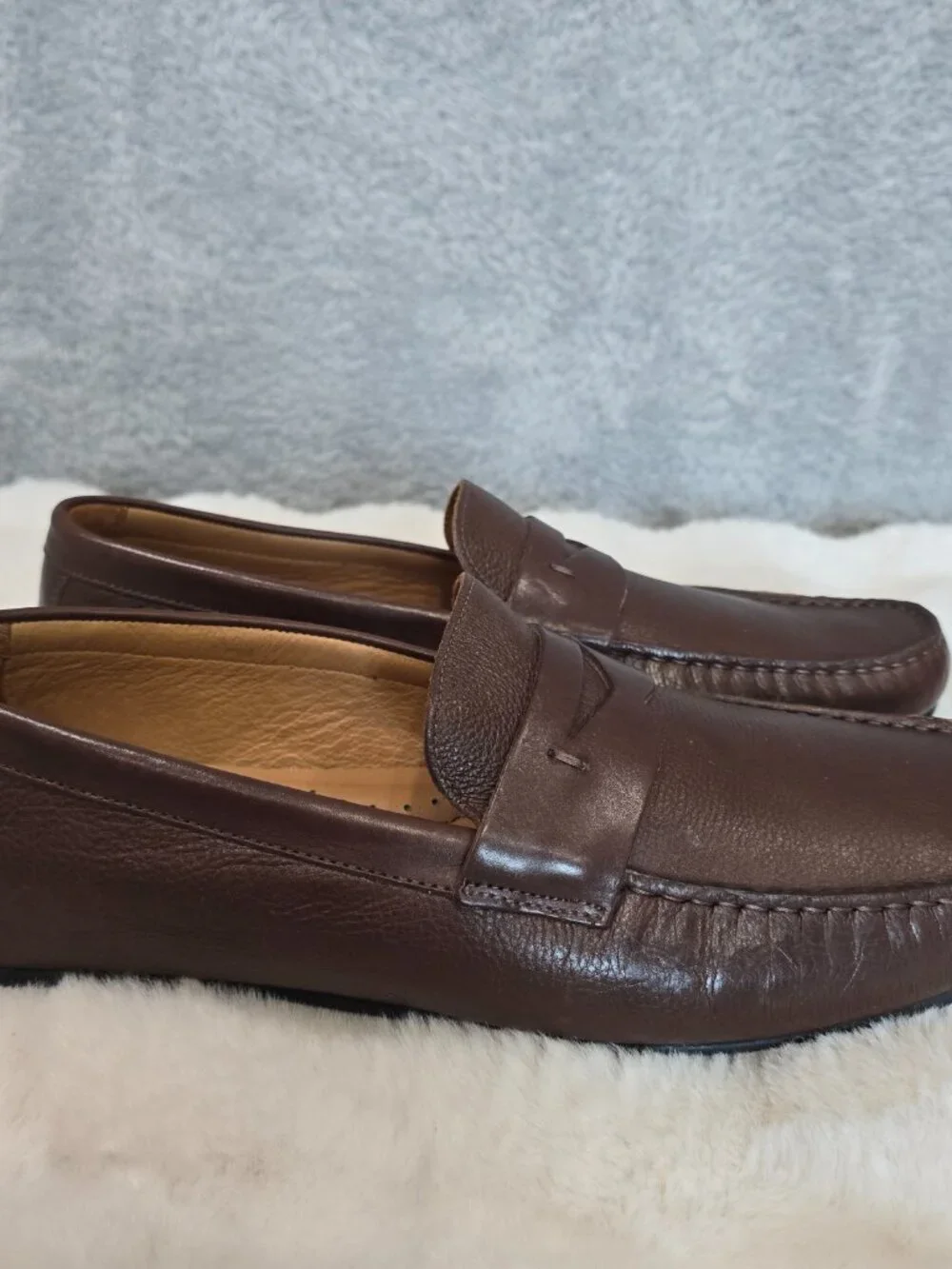 Flag LTD. Men's Mario Leather Driver Penny Loafers Brown Leather Size 11 NEW